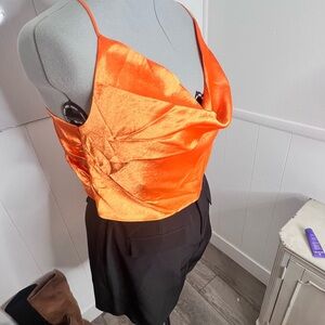 Fashion Nova Vibrant Orange Satin Camisole